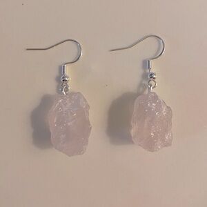 Sterling silver raw rose quartz earrings